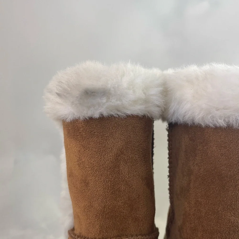 Jumping Bean Winter boots girl size 8 M NoraaChestnut White Lined Faux Fur